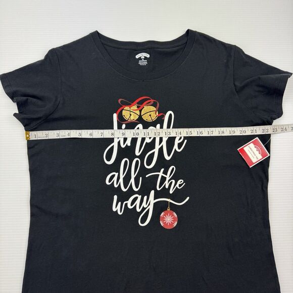 Holiday Time Women’s 2X Christmas T-Shirt Black Jingle All The Way Graphic Tee - Picture 6 of 8